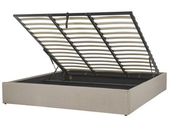 Beliani Cama matrimonial de tejido beige 180x200