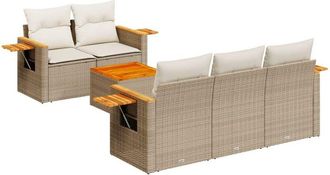 vidaXL Juego De Sof&aacute;s Jard&iacute;n Con Cojines 6 Pzas Rat&aacute;n Sint&eacute;tico Beige Vidaxl