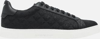 Emporio Armani Mens Allover Eagle Logo Nylon Black/White Sneaker Trainer - Size: 10