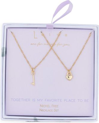 Leith Together Is My Favorite Place To Be Set of 2 You & Me Lock Key Pendant Necklaces in Gold at Nordstrom Rack