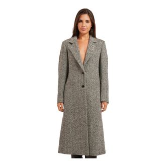 HUGO BOSS Abrigo de espiga en mezcla de lana - Coats - Mujer - Gris - XS