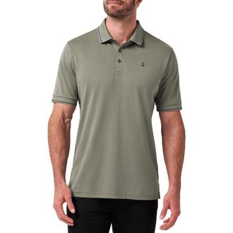 Travis Mathew Happier Hour Tipped Cotton Polo in Dark Olive at Nordstrom, Size Xx-Large
