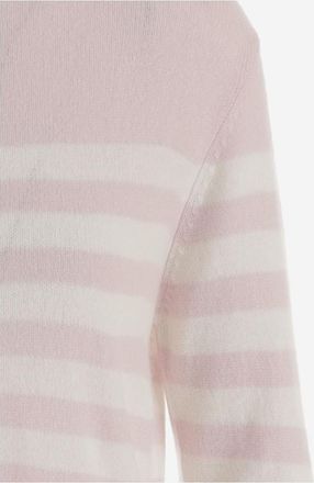 Bruno Manetti Womens Cashmere Sweater With Striped Pattern Pink