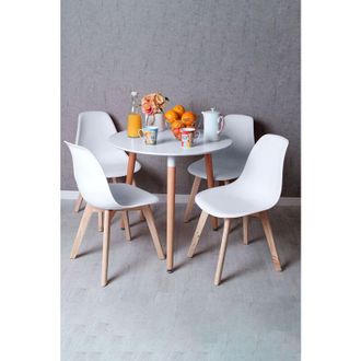 Regalos Miguel Regalos Miguel - Descuento Extra - Conjunto Mesa Tower Redonda 80 Cm Blanca Y Pack 4 Sillas Kelen - Blanco