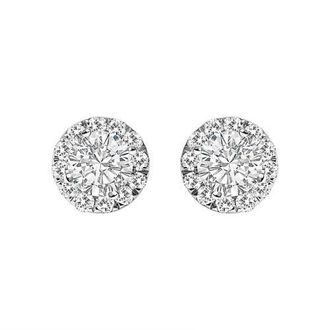 House of Brilliance 14K White Gold 1/2 Ct Lab-Grown Diamond Halo Stud Earring at Nordstrom