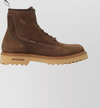Woolrich round toe boots lug sole design