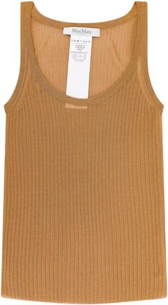 Max Mara Zijden Top Zonder Mouwen met Ronde Hals - Dames - Tops zonder mouwen - Bruin - M - Tops