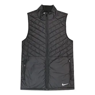 Nike Loose Stand Collar Woven Pattern Zipper vest Black CJ5479-010