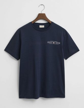GANT Mens GANT Printed Graphic T-Shirt, Evening Blue - Navy - Size: 40
