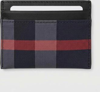 Burberry Mens Burberry Check Card Holder Navy - Black