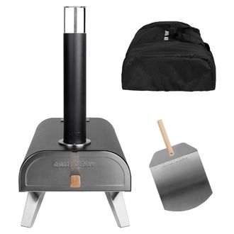 George Foreman Pizza Oven 12 Inch Wood Pellet with Paddle & Carry Bag in Black