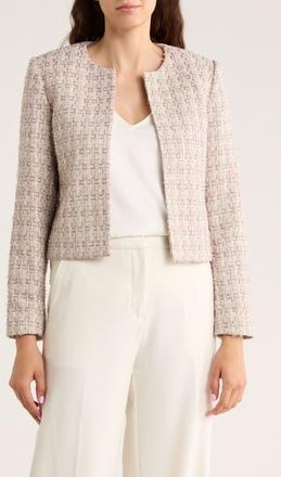 Calvin Klein Open Front Tweed Crop Jacket in Hydrangea Multi at Nordstrom Rack, Size 14