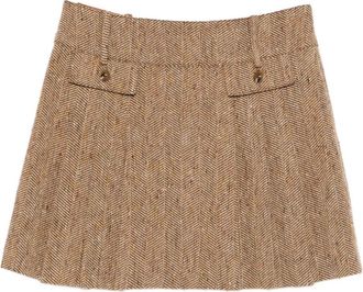 Anna Sui herringbone mini skirt - Brown