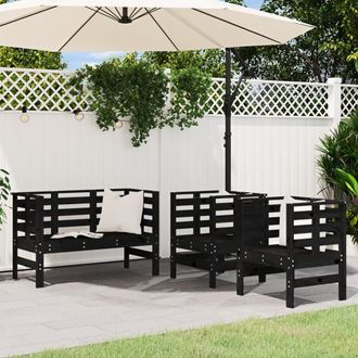 vidaXL Juego De Muebles De Jard&iacute;n 3 Pzas Madera Maciza De Pino Negro Vidaxl