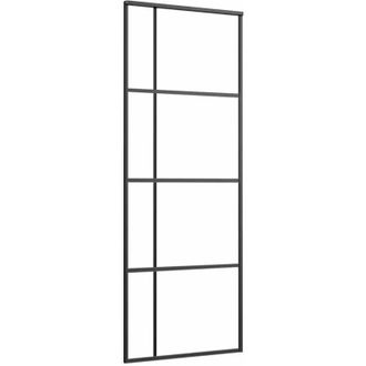 vidaXL Vidaxl - Puerta Corredera Esg Vidrio Y Aluminio Negra 76x205cm