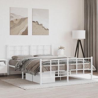 Berkfield Home Metal Bed Frame without Mattress with Footboard White 150x200cm | Size: 150x200 cm