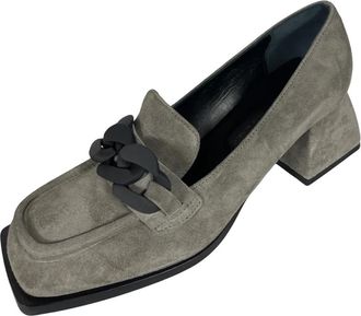 Laura Bellariva Velor Ossido Slipper Pumps - Dames - Pumps - Grijs - 40 EU - Leer - Schoenen