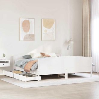 vidaXL Vidaxl - Cama Sin Colch&oacute;n Madera Maciza De Pino Blanca 180x200 Cm
