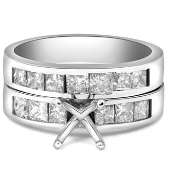 Pompeii3 1 3/4ct Princess Cut Diamond Engagement Ring Setting 14K Size Selectable