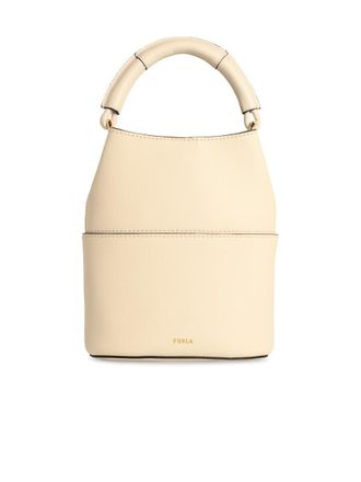 Furla Cream Leather Sfera Mini Bucket Bag