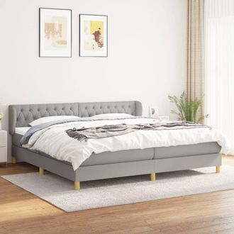 vidaXL Vidaxl - Cama Box Spring Con Colch&oacute;n Tela Gris Claro 200x200 Cm