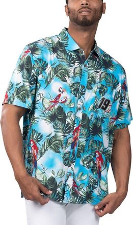 Margaritaville Mens Margaritaville Light Blue Martin Truex Jr Jungle Parrot Party Button-Up Shirt at Nordstrom, Size X-Large