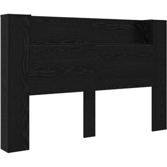 vidaXL Headboard Cabinet with LED Black Oak 160 x 16.5 x 103.5 cm vidaXL