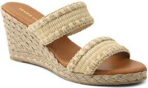 Andr&eacute; Assous Nolita Raffia Wedge Slide Sandal in Sand Fabric at Nordstrom Rack, Size 10