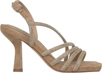 Alma En Pena Tubular Shiny Sandal - Dames - Sandalen met hakken - Beige - 38 EU - Leer - Schoenen