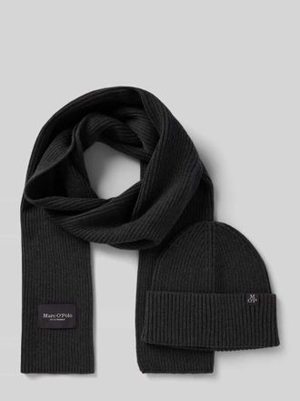 Marc O'Polo M&uuml;tze und Schal im Set aus reiner Baumwolle in Anthrazit, Gr&ouml;&szlig;e 1
