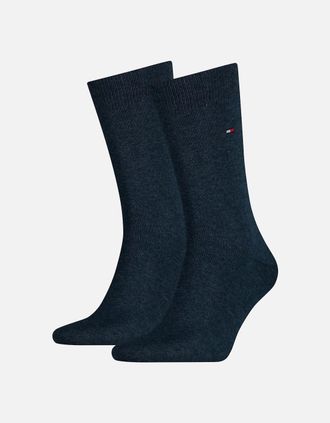 Tommy Hilfiger Mens 2-Pack Classic Embroidered Logo Socks, Jeans Blue - Black - Size: 9/9.5/10/10.5/11/11.5/12