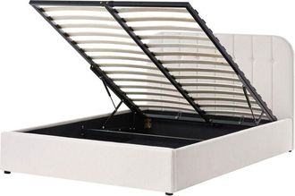 Beliani Ottoman Bed Fabric CHALLANS 140 x 200 cm (EU Double) Off-White