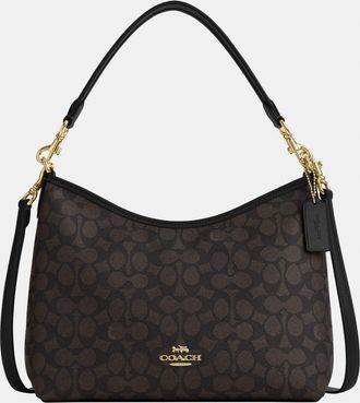 Coach Womens Laurel Shoulder Bag in Signature Canvas - Beige - One Size