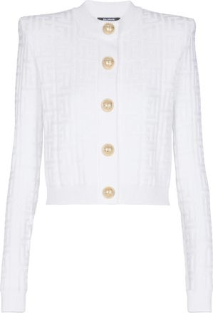 Balmain Monogram gebreid vest - Dames - Vesten - Wit - 2XS - Truien & Vesten