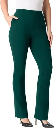 Roaman's Plus Size Ponte Bootcut Pant With Pockets And Pull On Elastic Waist in Emerald Green at Nordstrom, Size 16