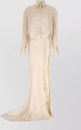 The Attico satin chemisier dress draped skirt