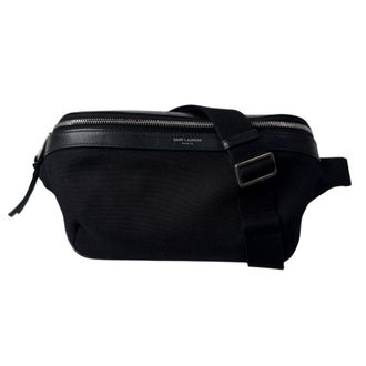 Saint Laurent Black Canvas Leather Pouch Sling Bag (Pre-Owned)