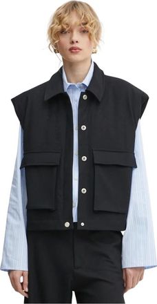 Won Hundred Jassen, Dames, Zwart, L, Leer, Button-up Vest