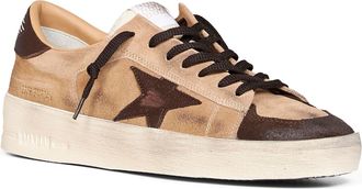 Golden Goose Mens Sneakers Stardan Beige Suede Calf Leather Trainers