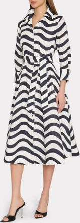 Milly Lexi Printed Midi Dress In Navy/white