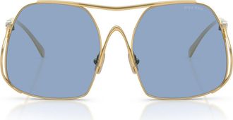 Miu Miu 57mm Square Sunglasses in Gold /Light Blue at Nordstrom