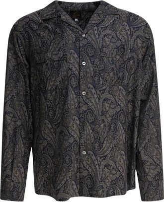 Needles Overhemden, Heren, Blauw, S, Katoen, Blauw Paisley Overhemd voor Mannen