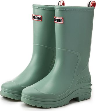 Pangolin Womens Waterproof Mid-Calf Wellies, Rubber Pull-On Wellington Boots with Slip-Resistant Lug Sole, Lightweight Easy-Clean Garden & Rain Boots Green 4.5