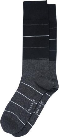 Cole Haan Stripe Dress Socks in Black/Grey at Nordstrom
