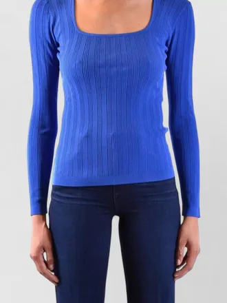 Diane Von F&uuml;rstenberg long sleeve rib knit square neck top