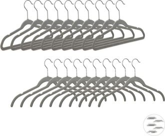 Relaxdays Set da 100 Grucce in Velluto, Sottili e Salvaspazio, Antiscivolo, Gancio Girevole a 360&deg;, Camicie, Pantaloni, Grigie