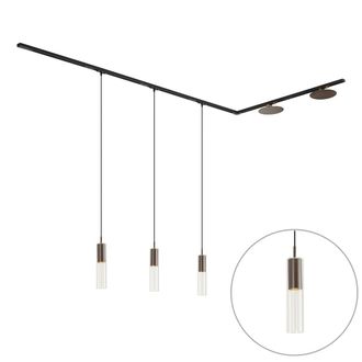 QAZQA Qazqa Sistema De Iluminaci&oacute;n De Riel Moderno Negro Con 3 Luces