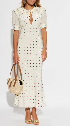 Alessandra Rich Polka Dot Dress, Womens, Cream