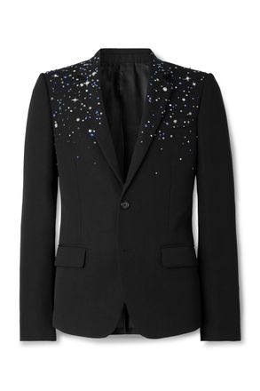 Alexander McQueen Slim-Fit Crystal-Embellished Wool Blazer