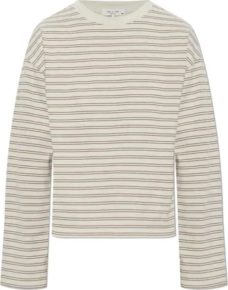 Rag & Bone Tops, Dames, Beige, L, Katoen, Kelly Boxy Gestreept Longsleeve Top